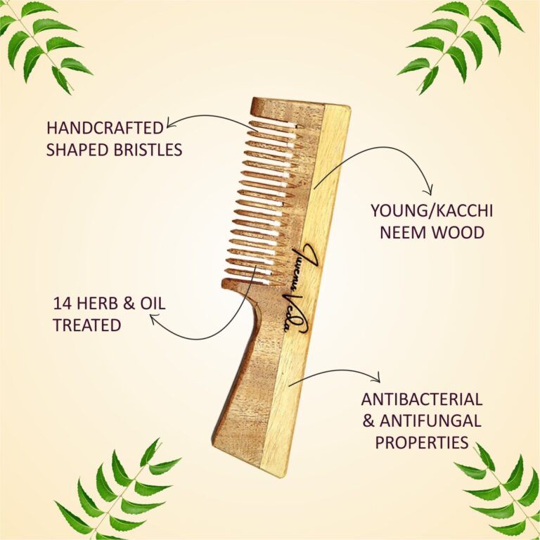 Iuvenis Veda Neem Wood Comb - Pack of 3 Pieces | Scalp Health and Hair Detangling | For Men and Women | Suitable for All Skin Types - Image 3