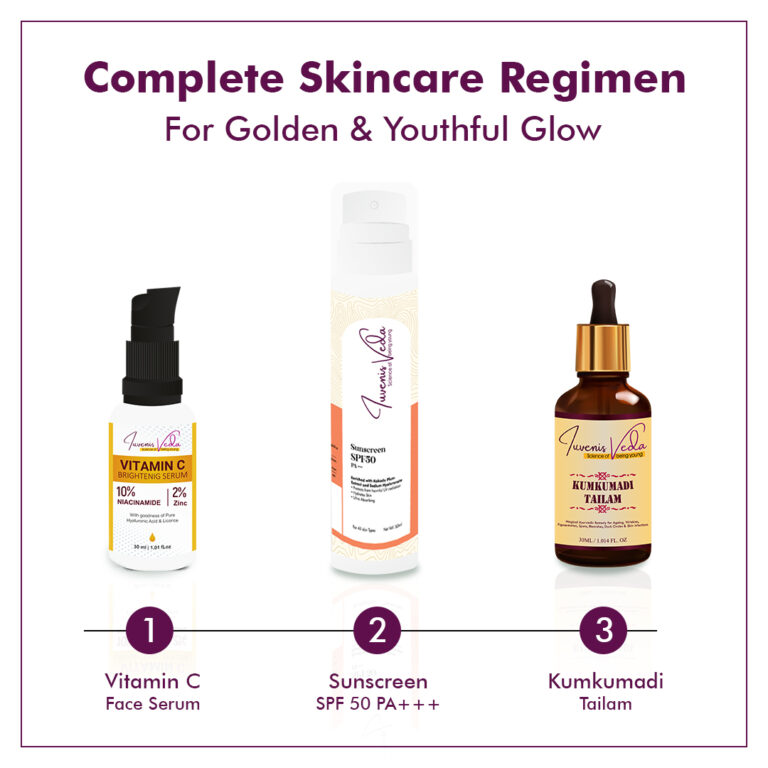 Ultimate Skincare Trio: Vitamin C Face Serum, Sunscreen SPF 50 PA+++, Kumkumadi Tailam - Image 5