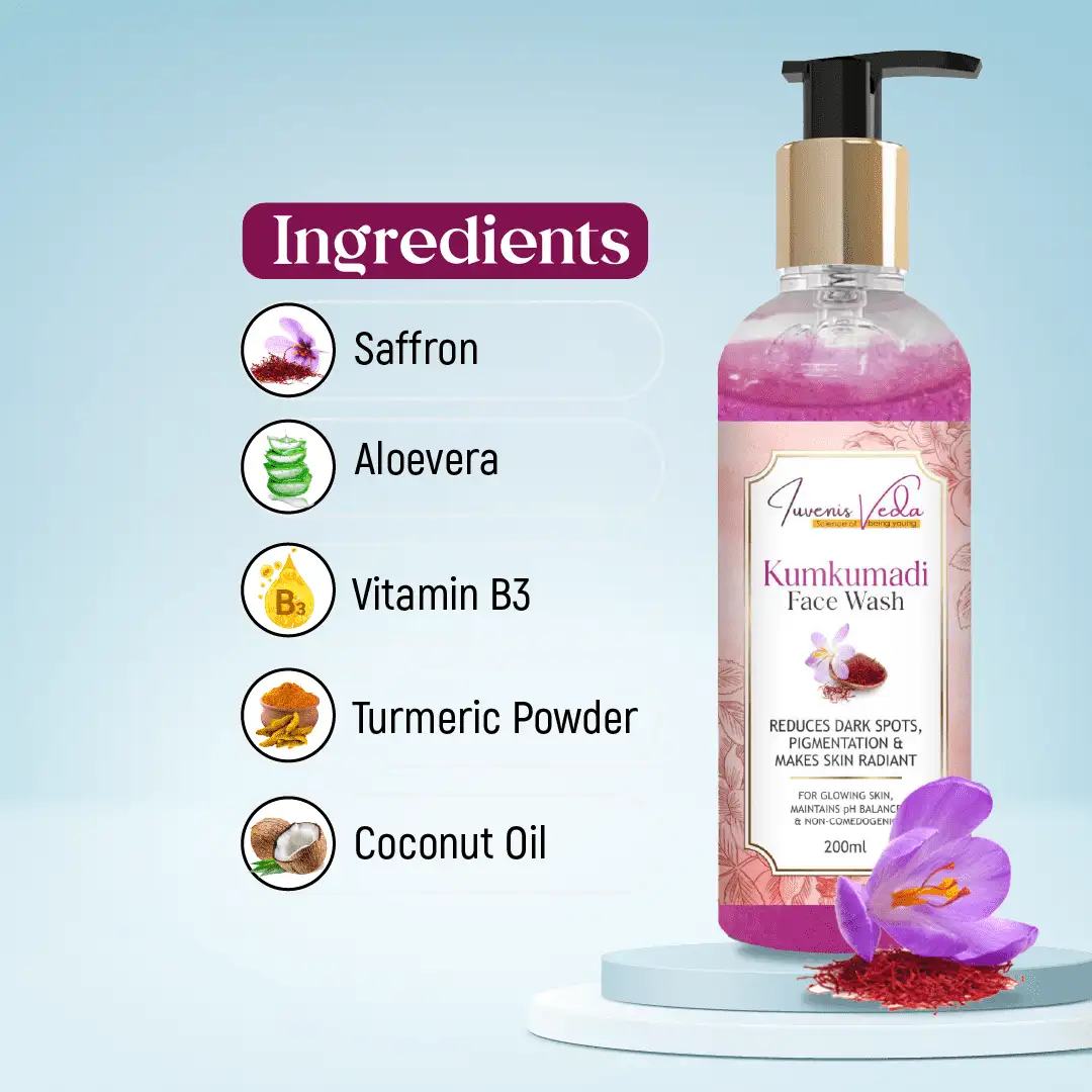 Iuvenis Veda Kumkumadi Face Wash - 200 ML | Radiant Skin and Deep Cleansing | For Men and Women | All Skin Types 2 Iuvenis Veda Kumkumadi Face Wash - 200 ML | Radiant Skin and Deep Cleansing | For Men and Women | All Skin Types - Image 2