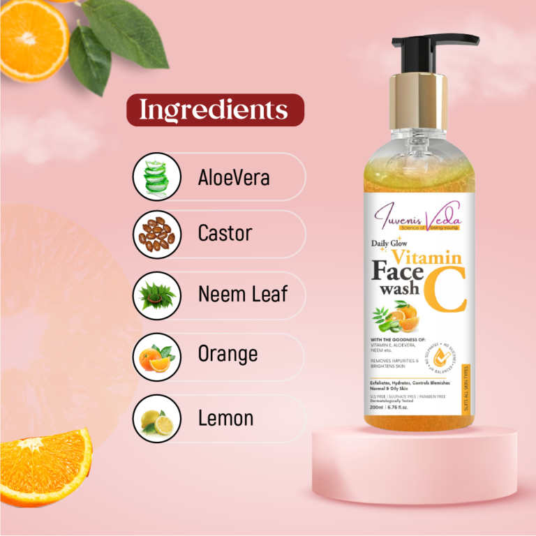 Iuvenis Veda Vitamin C Face Wash - 200 ML | Brightening and Refreshing | For Men and Women | All Skin Types - Image 3